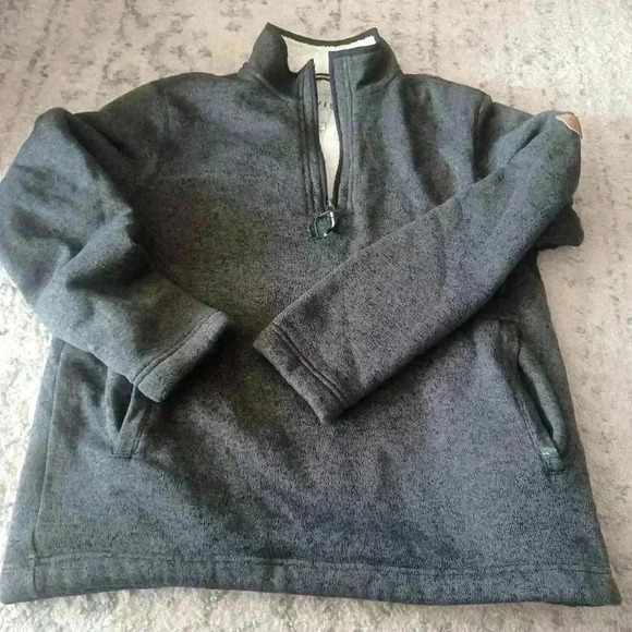 Orvis Mens Dark Gray and Black Sherpa Lined 1/4 Zip Sweater  M - Picture 10 of 16